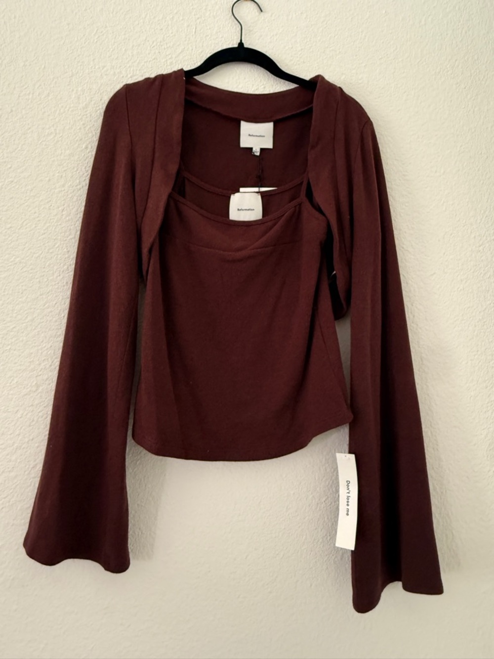 Reformation Chloe Knit Shrug Set - Burgundy - Picture 3 of 5